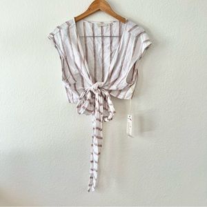 Happy x Nature Kate Hudson Striped Tie Front Crop Top Sz XL NWT